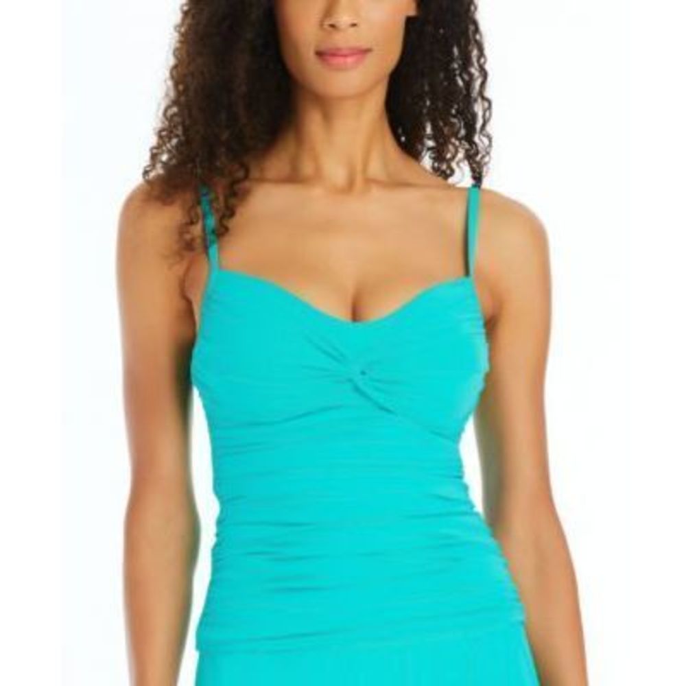 NWT Bleu by Rod Beattie Womens Lets Get Twisted Ruched Tankini Top